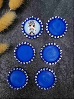 Крышечка-серединка со стразами, пластик (синий)